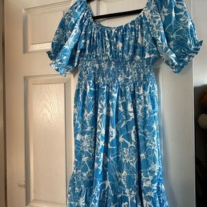 Blue and White Floral Dress